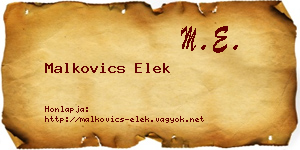 Malkovics Elek névjegykártya